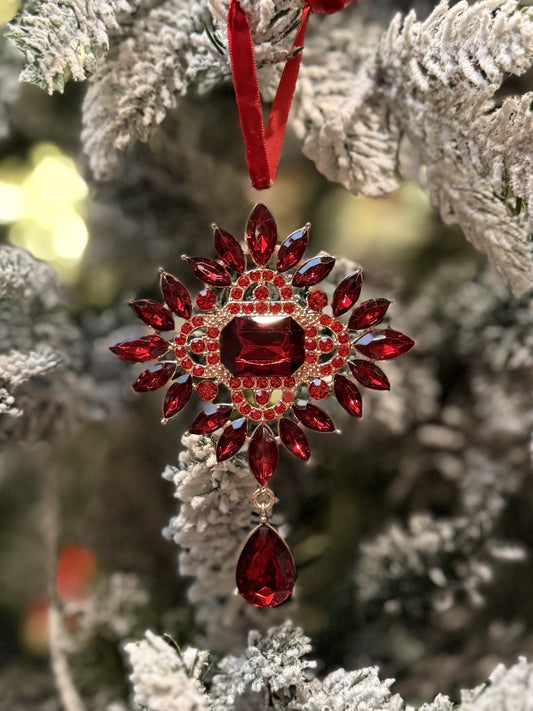 RED SNOWFLAKE CRYSTAL DROP ORNAMENT X434581