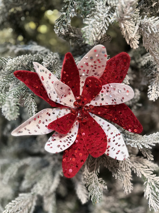 RED & WHITE SEQUIN POINSETTIA X419540
