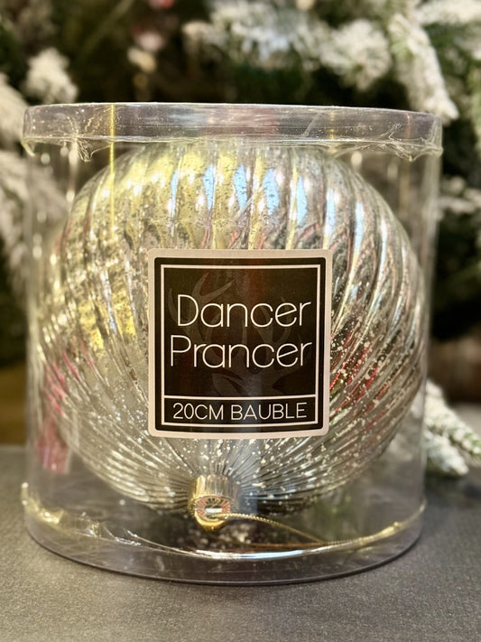 20CM SILVER MERCURY ROUND SHATTERPROOF ORNAMENT X421130 