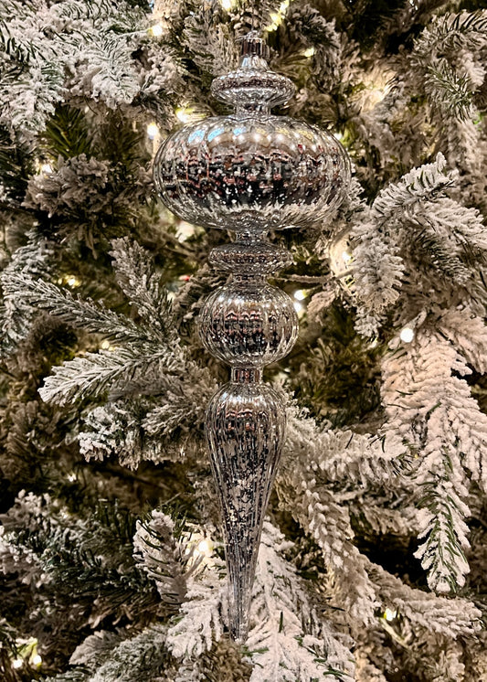 SILVER MERCURY SHATTERPROOF ROUND FINIAL ORNAMENT X432266