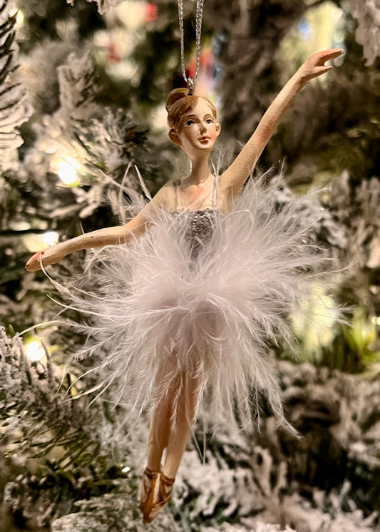 WHITE DANCING BALLERINA ARMS OUT HANGING ORNAMENT UC570093