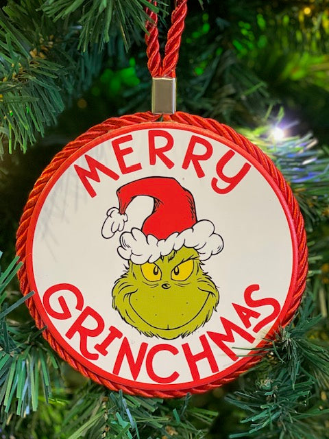RED MERRY GRINCHMAS GRINCH HANGING ORNAMENT XSIGN67