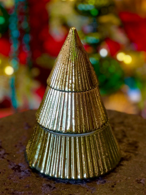 GREEN RIBBED TREE WAX CANDLE XM0211