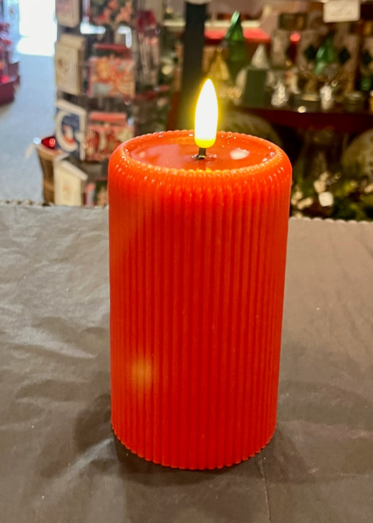 12CM LED RED RIBBED FLAMELESS CANDLE XM0835