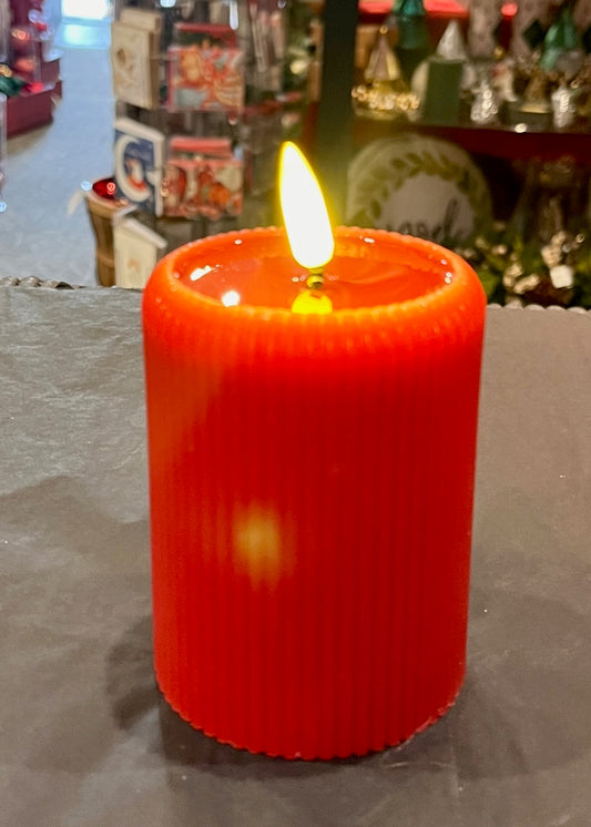 10CM LED RED RIBBED FLAMELESS CANDLE XM0834