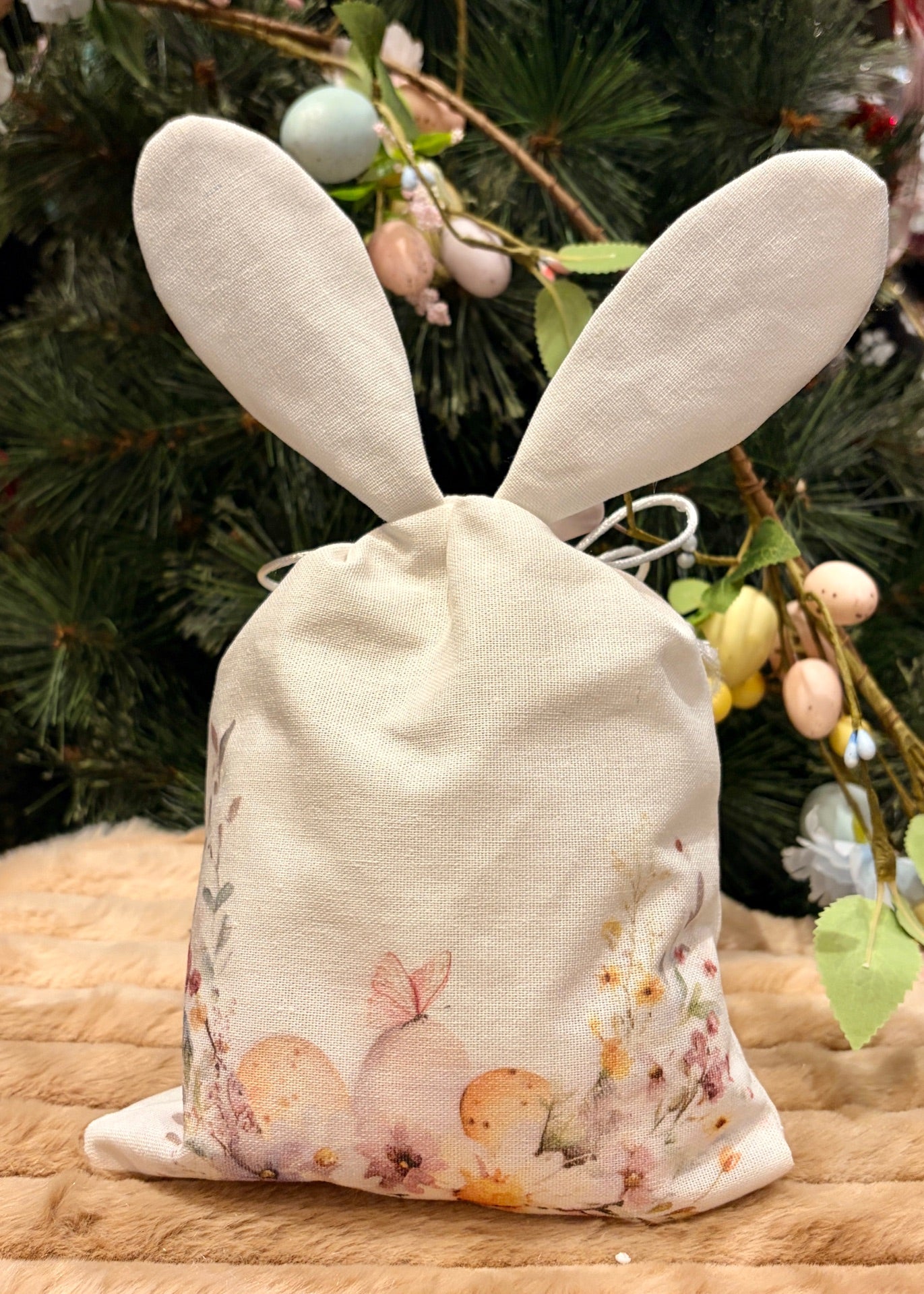 NATURAL CALICO EASTER BAG B EA61747