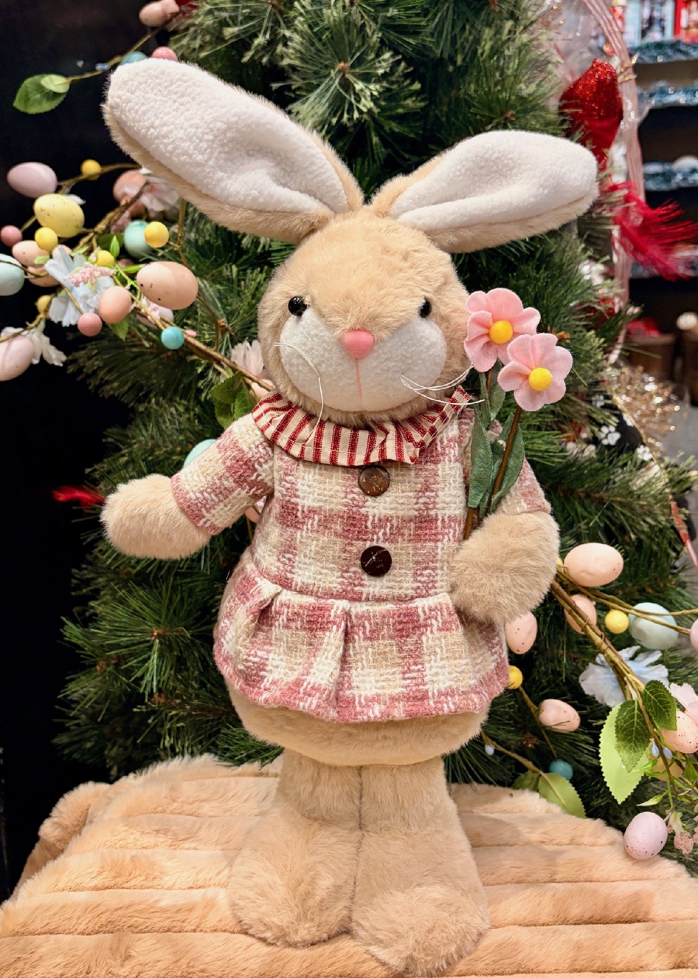 MRS BUNNY IN PINK PLAID STANDING EA62218