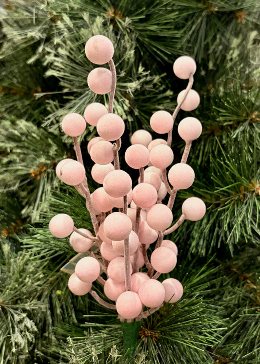 PINK FLOCKED EASTER BERRY SPRAY EA59973