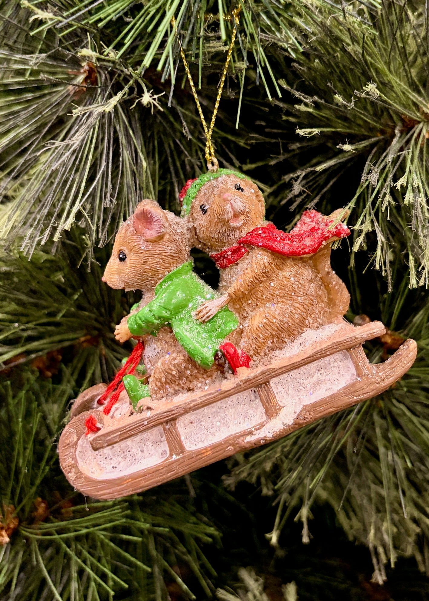 MICE ON SLED HANGING ORNAMENT 4507018