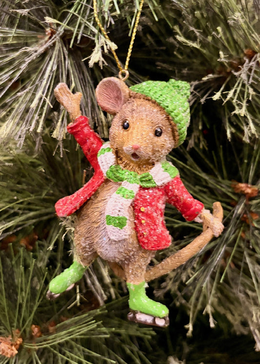 MOUSE ON ICE SKATES HANGING ORNAMENT 4507018