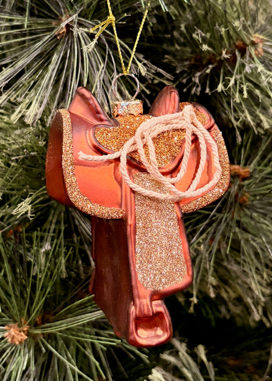 HORSE SADDLE GLASS HANGING ORNAMENT 4524861