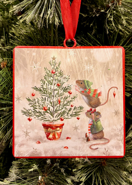 MICE DECORATING TREE METAL HANGING ORNAMENT 4536603