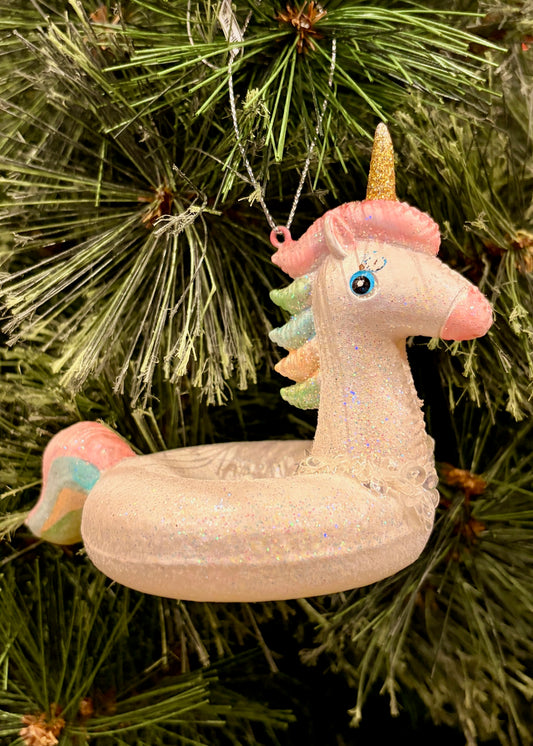 UNICORN POOL FLOATIE GLASS ORNAMENT 452895