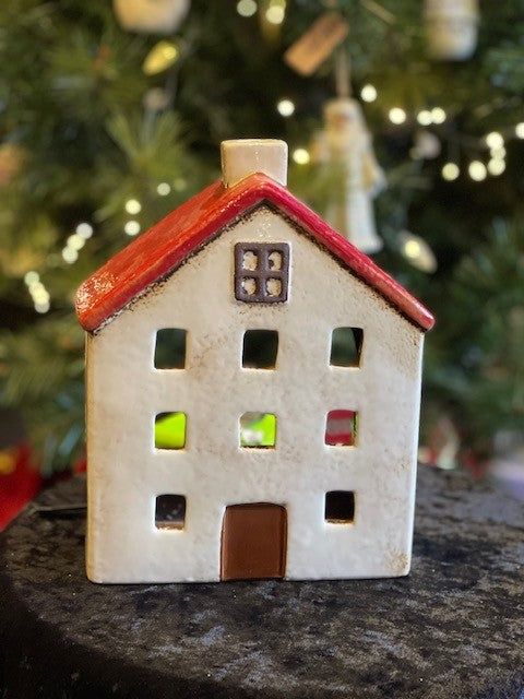 ALSACE TEA LIGHT WIDE CHALET RED/WHITE YA0005