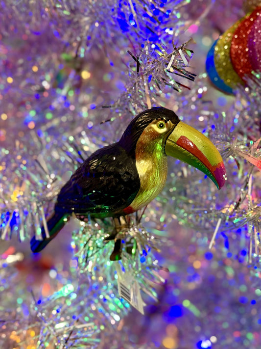 ERIC CORTINA TOUCAN GLASS CLIP ON ORNAMENT 4553122