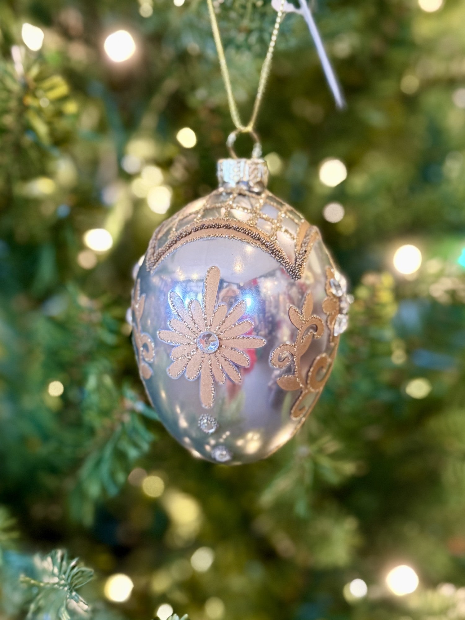 SILVER GLASS EGG 2.5 INCH ORNAMENT 4552956