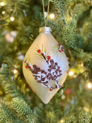 Champagne Pinecone Embellished Drop Ornament 4525038