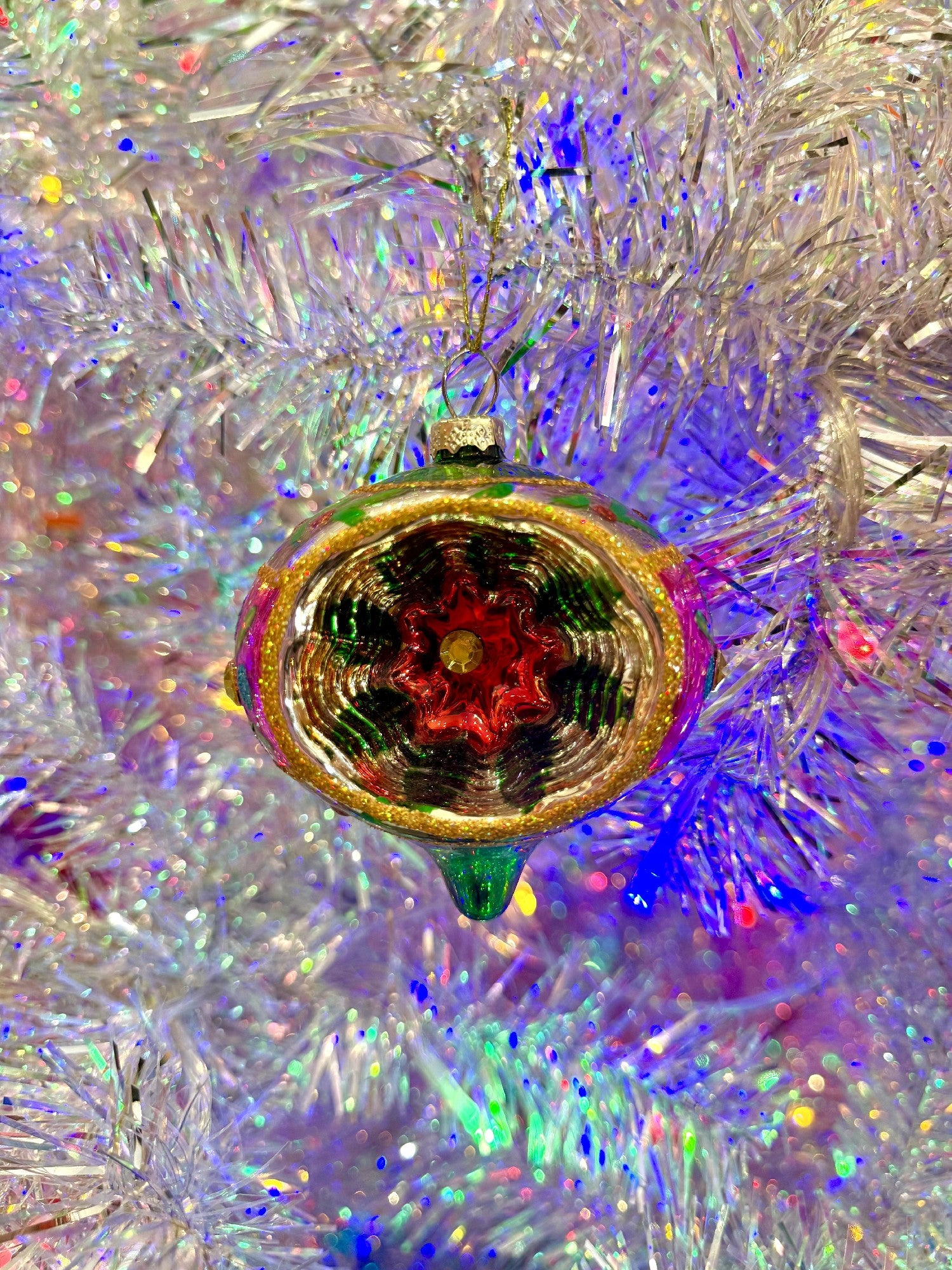 Vintage Pink + Green Onion Reflector Ornament 4525046