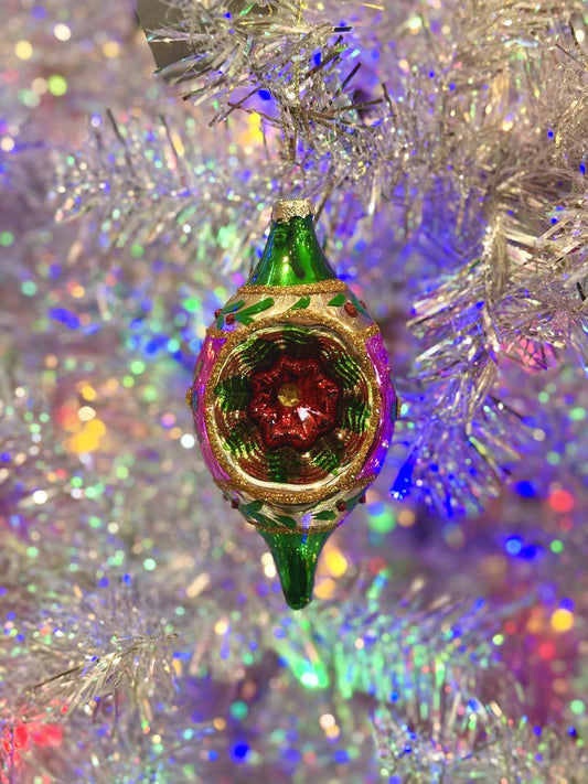 Vintage Pink + Green Drop Reflector Ornament 4525046