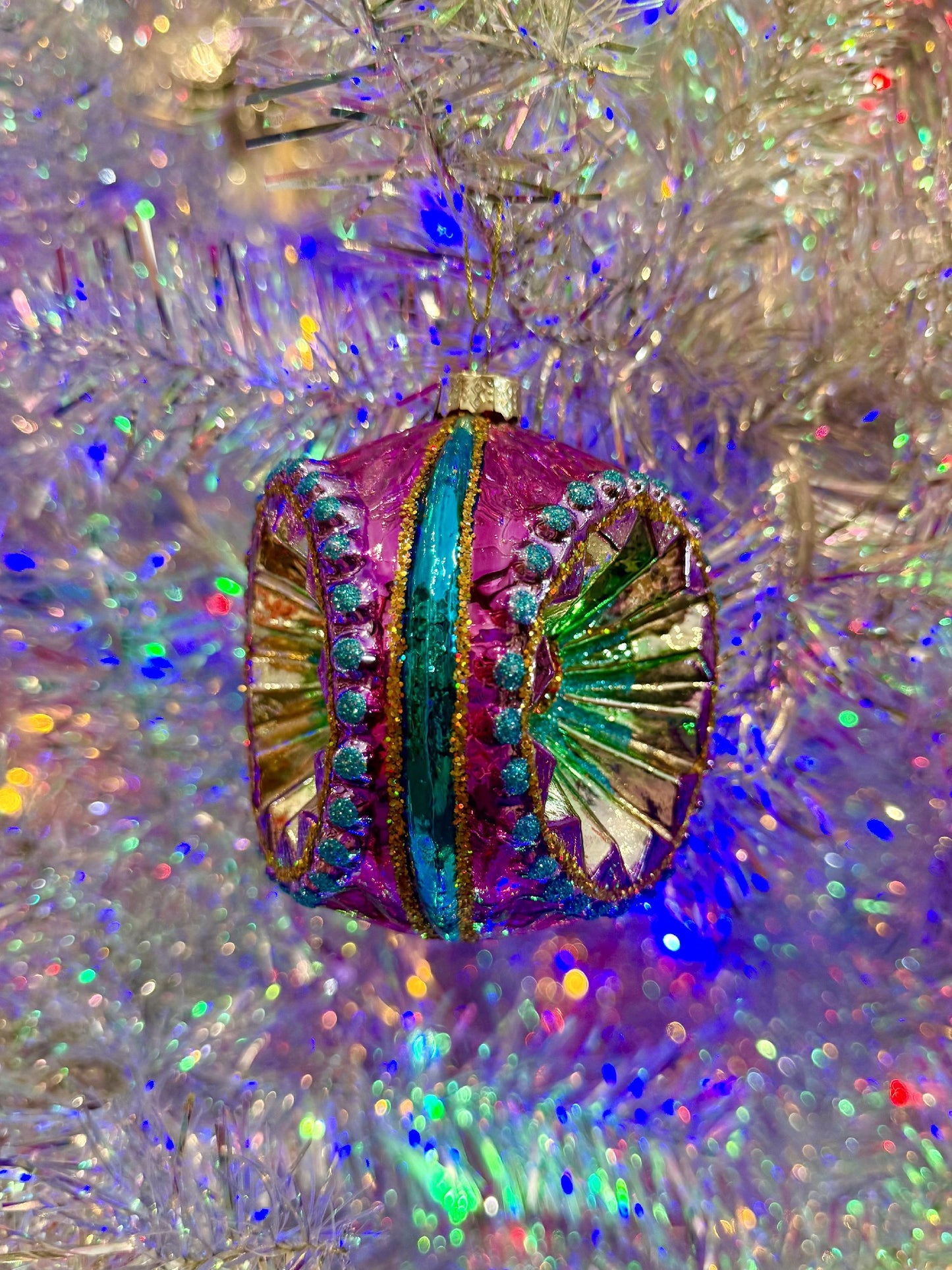 Vintage Pink + Mint Witch Eye Reflector Ornament 4524892