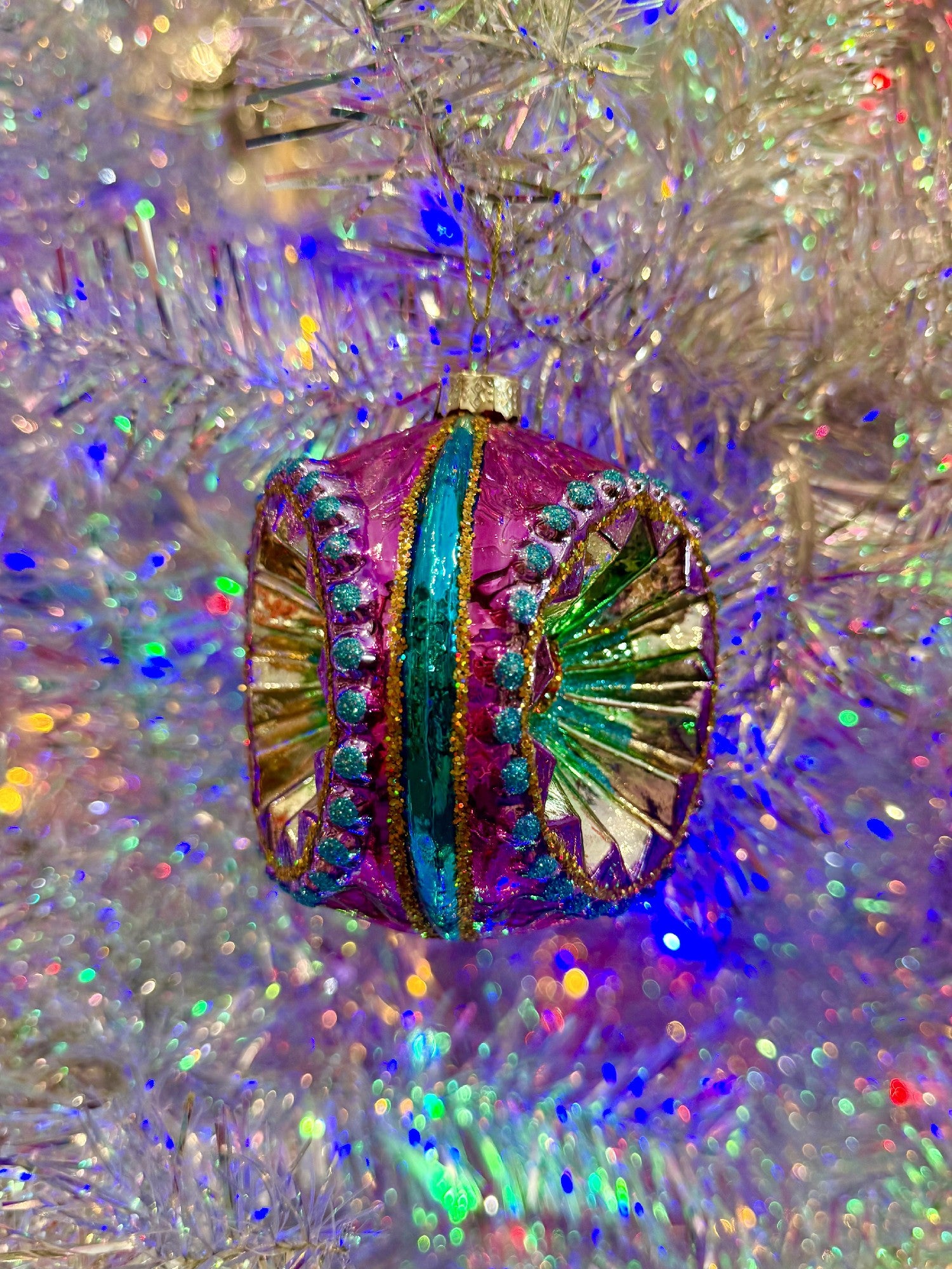 Vintage Pink + Mint Witch Eye Reflector Ornament 4524892