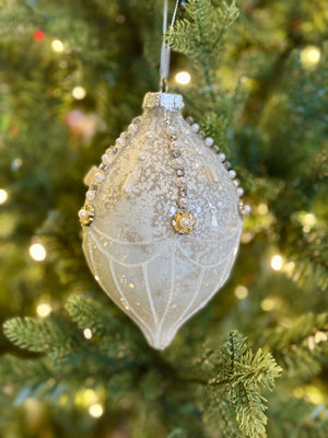 White Mercury with Pearl Drop Glass Ornament 4524992