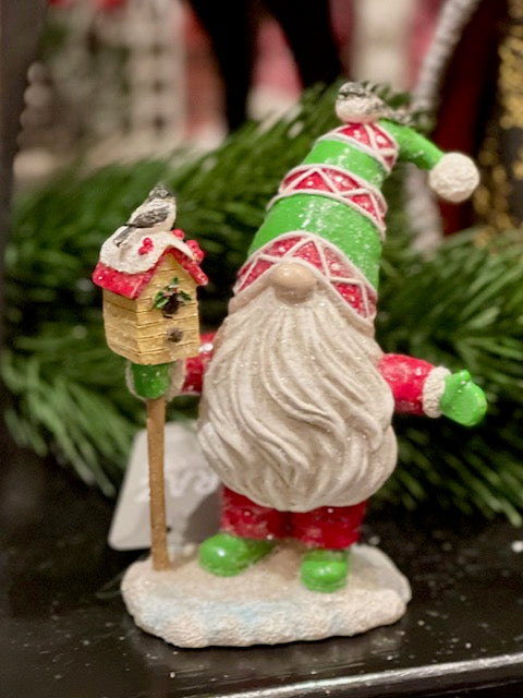 STANDING GNOME GREEN HAT WITH BIRDHOUSE 4507049
