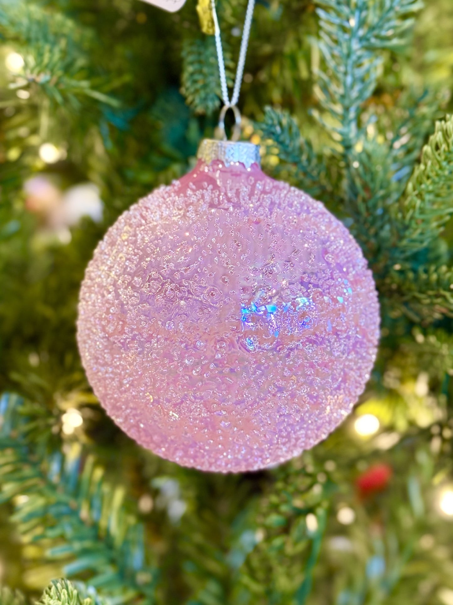 Light Pink Glass Glitter Round Ornament 4422983