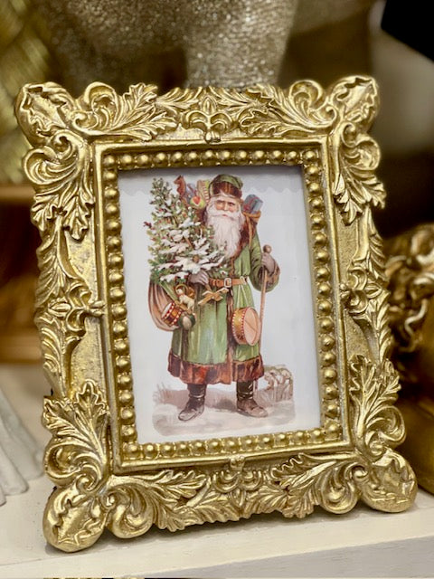 VICTORIAN GREEN ST NICHOLAS IN GOLD FRAME 4536656