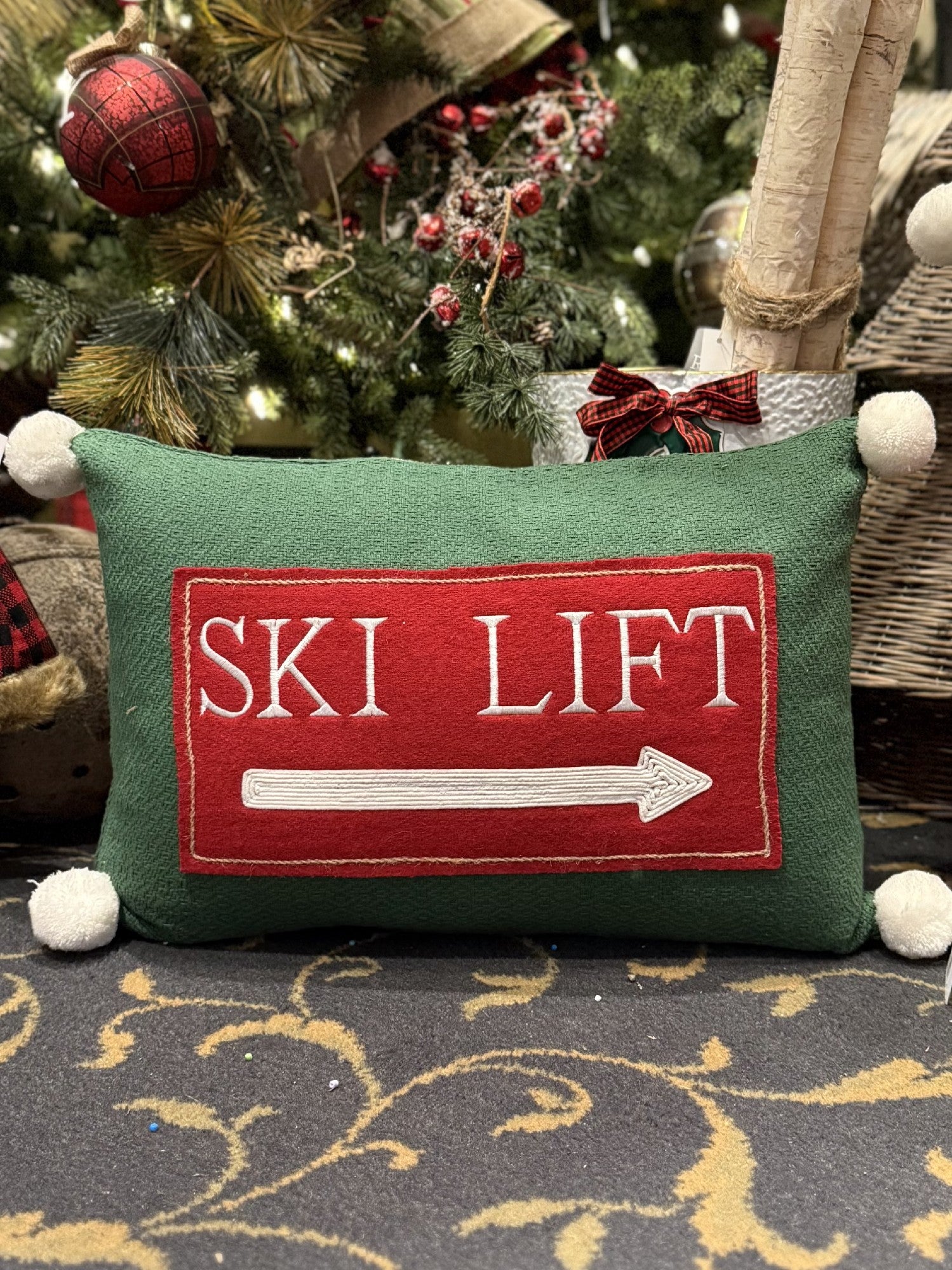 SKI LIFT EMBROIDED  PILLOW 4345522