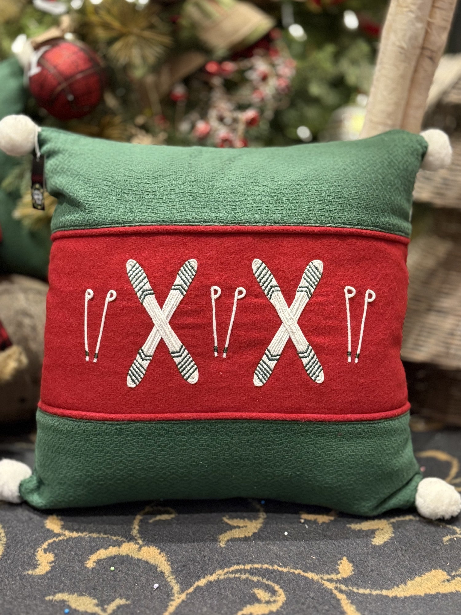 WINTER SKI EMBROIDERED PILLOW 4345523