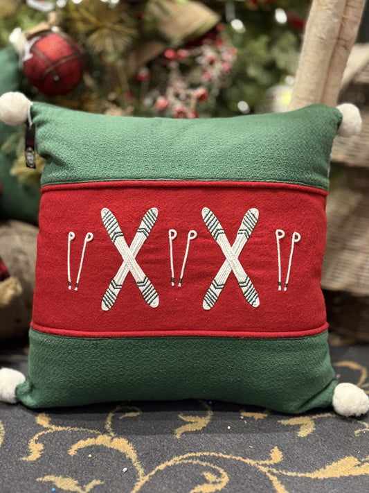WINTER SKI EMBROIDERED PILLOW 4345523