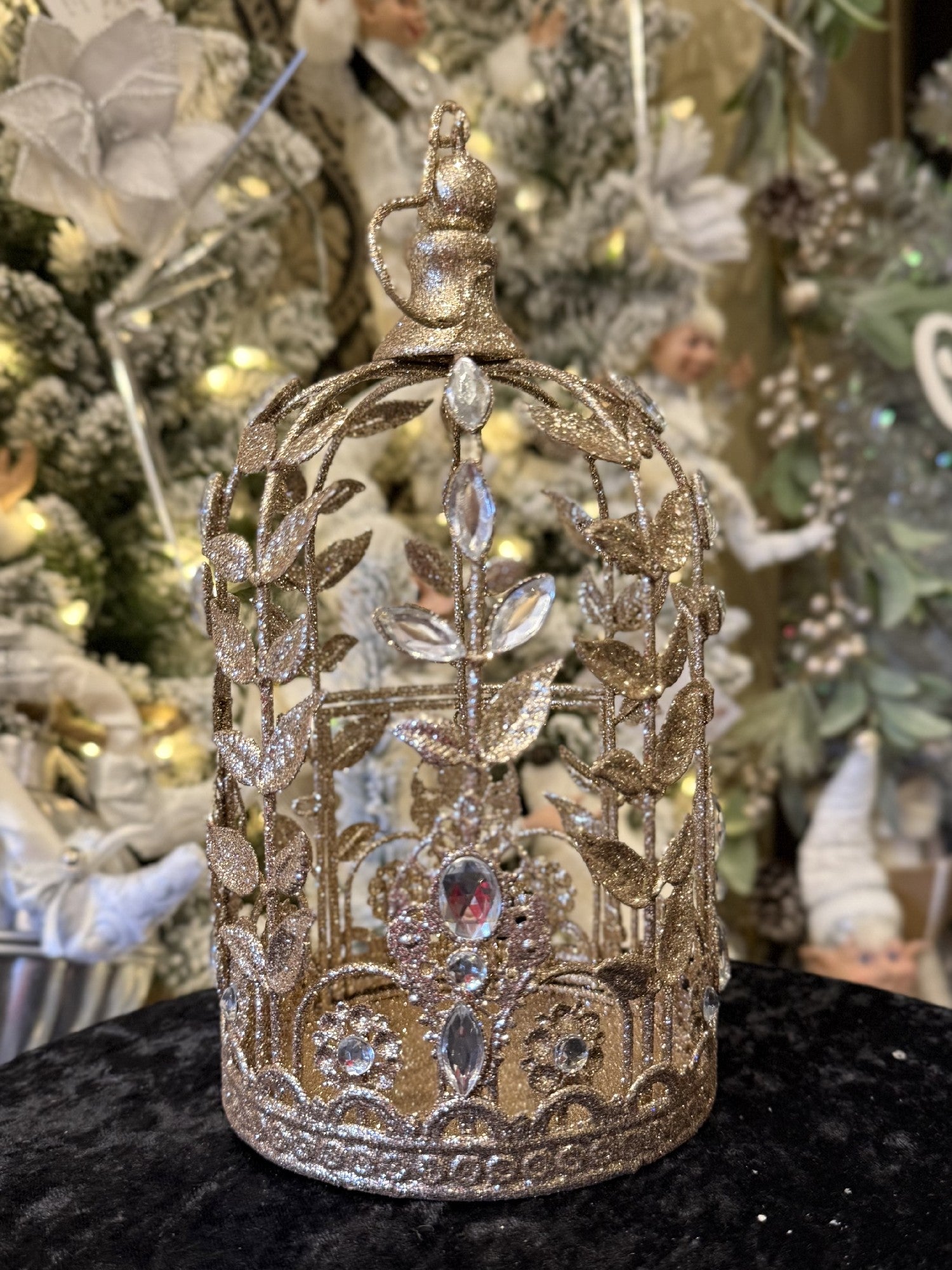 CHAMPAGNE JEWELLED BIRDCAGE CANDLE HOLDER 4513532