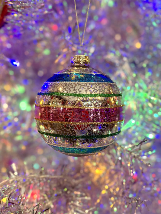 MULTICOLOURED VINTAGE ROUND GLASS HANGING ORNAMENT 4524907