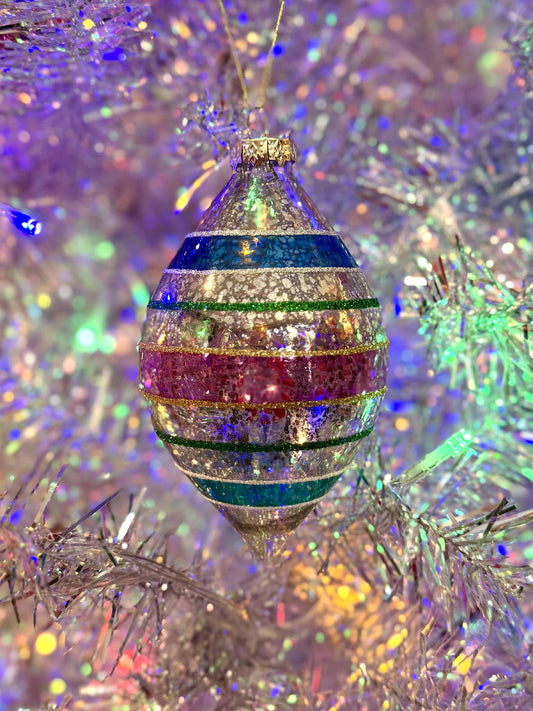 MULTICOLOURED VINTAGE TEARDROP GLASS HANGING ORNAMENT 4524907