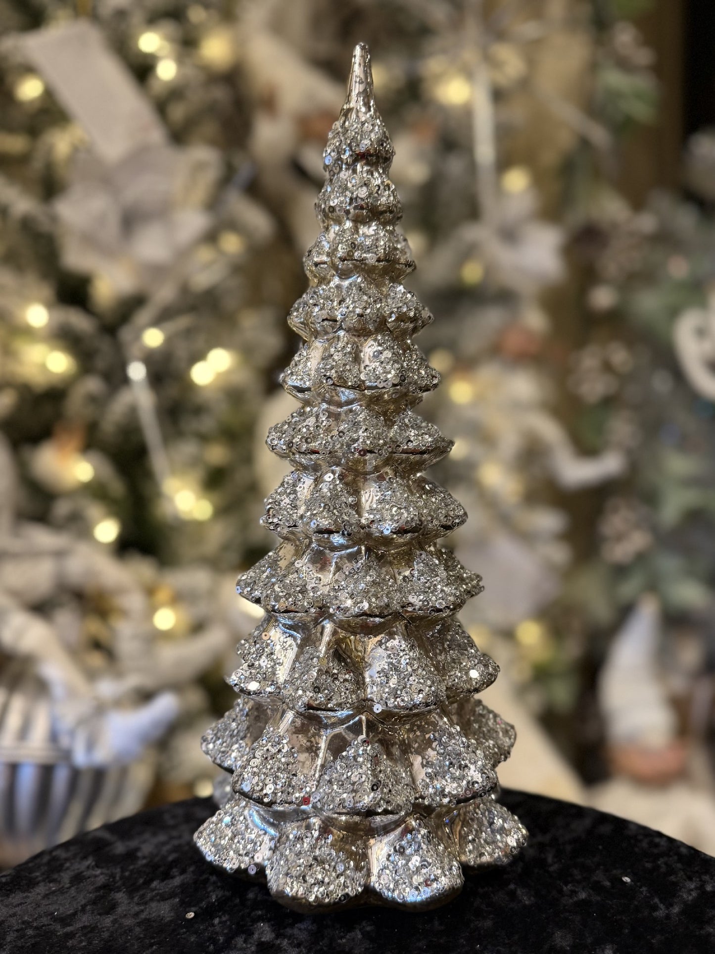 SILVER GLITTER LARGE GLASS TREE 4524504