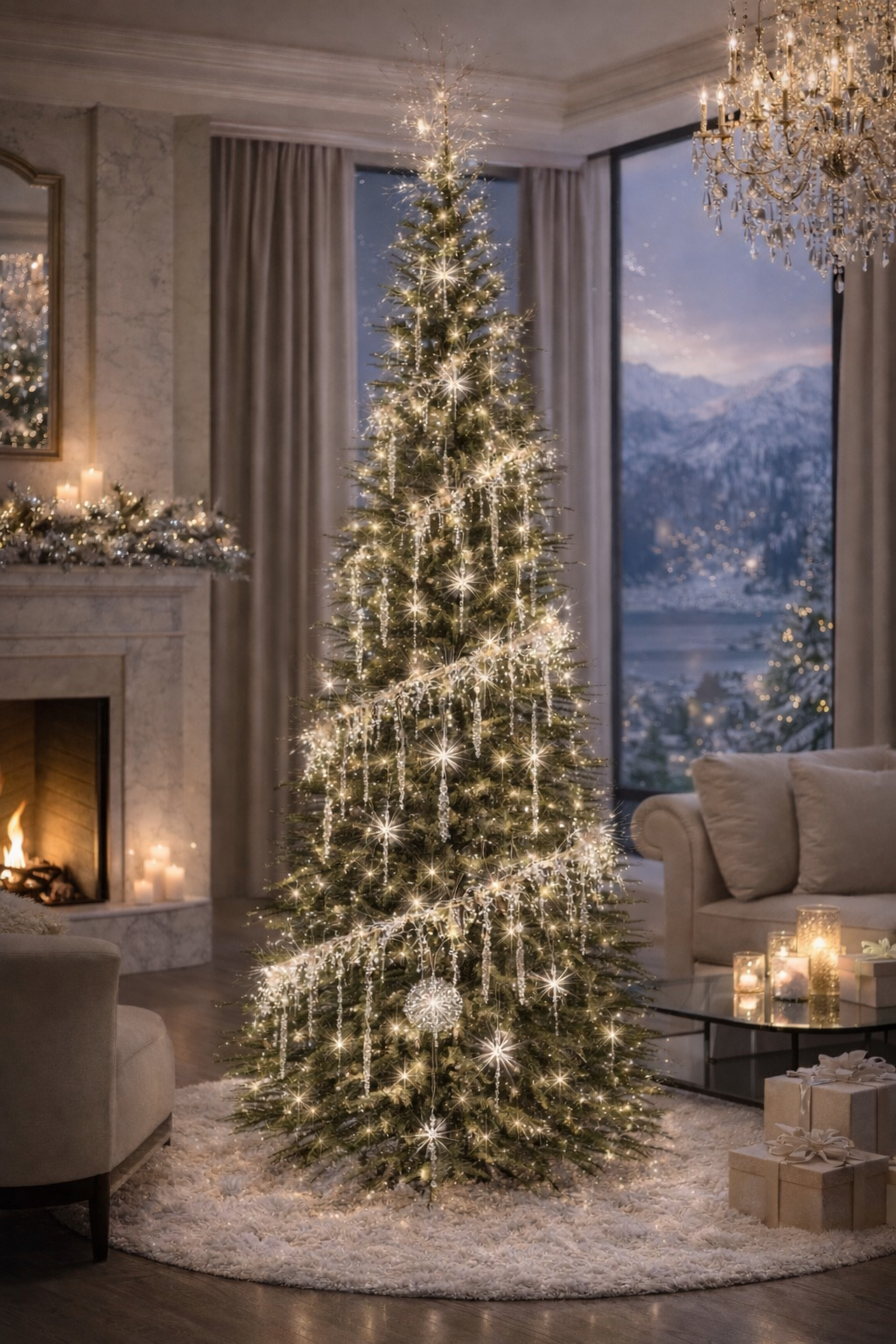 Floating Icicle Spiral Tree Light Set 