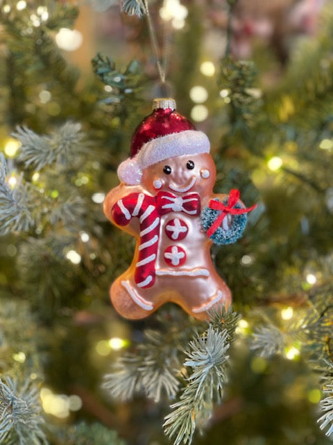 ROSE GOLD GINGERBREAD MAN GLASS HANGING ORNAMENT 4619212