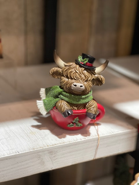 HIGHLAND COW TOP HAT IN CUP XM881
