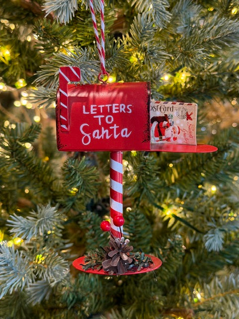 RED LETTERS TO SANTA MAILBOX HANGING ORNAMENT XM2048
