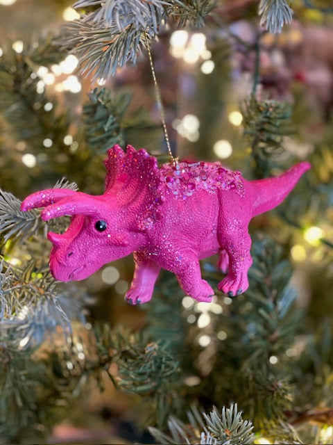 PINK TRICERATOPS DINOSAUR HANGING ORNAMENT SHD2014