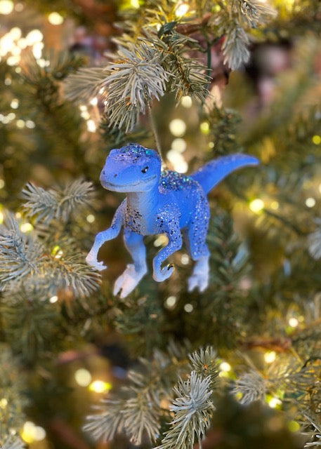 BLUE RAPTOR DINOSAUR HANGING ORNAMENT SHD2014