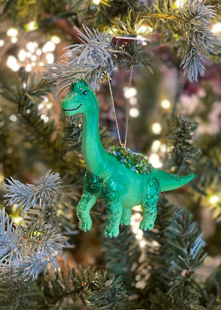 GREEN BRONTOSAURUS DINOSAUR HANGING ORNAMENT SHD2014