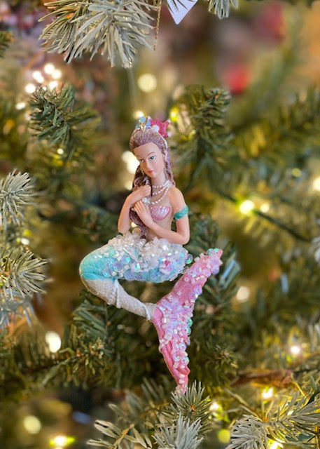 MERMAID WITH PINK & BLUE TAIL HANGING ORNAMENT 