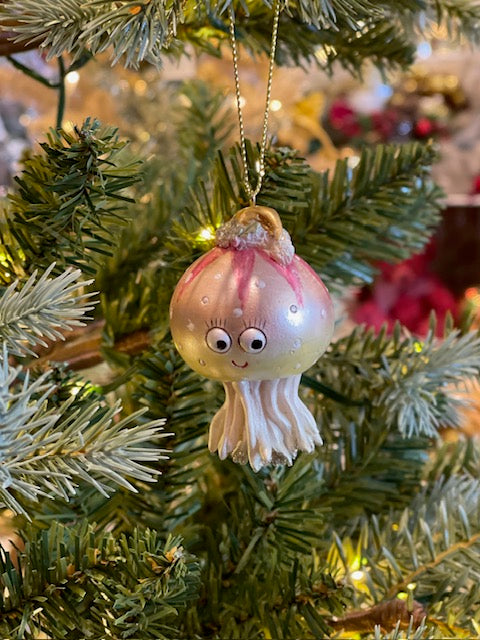 JELLYFISH WITH SANTA HAT HANGING ORNAMENT SHD2006