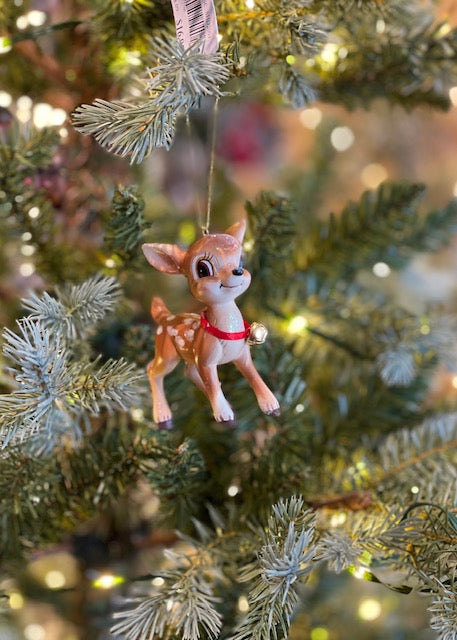 STANDING REINDEER WEARING BELL HANGING ORNAMENT SHD2004