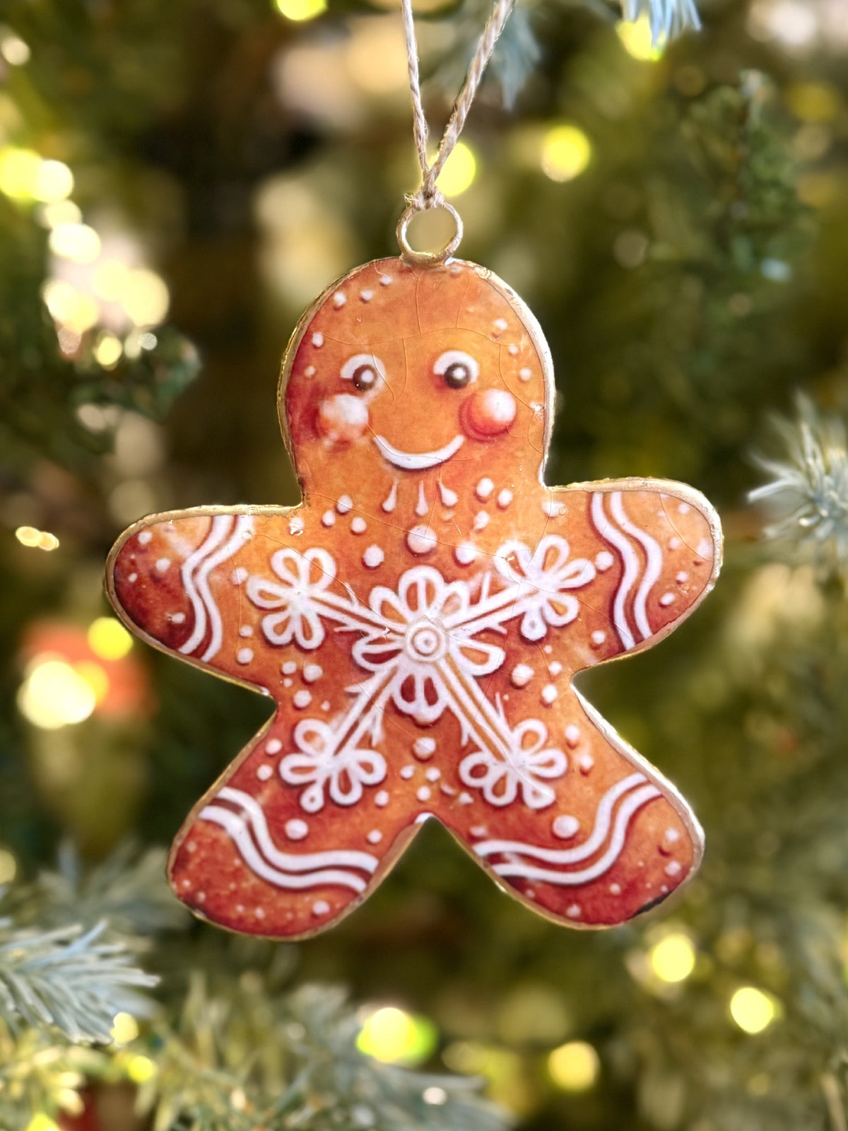 GINGERBREAD MAN METAL HANGING ORNAMENT XM1157