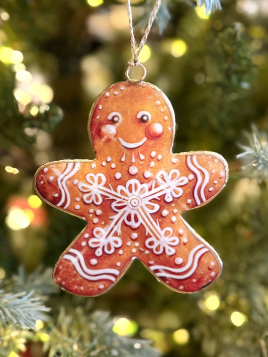 GINGERBREAD MAN METAL HANGING ORNAMENT XM1157