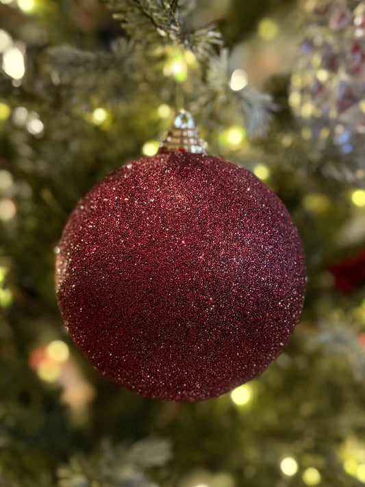 RED GLITTER 12CM SHATTERPROOF BALL X467008
