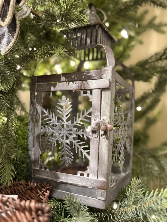 Rustic Tin Snowflake Lantern Small PP9543